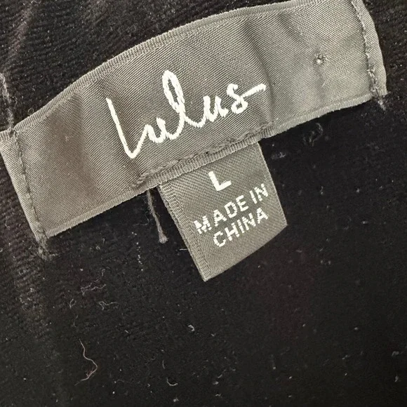 Lulus Black Velvet Deep V-Neck Maxi Dress with Mesh Insert and Side Slit Mens L - Picture 5 of 7